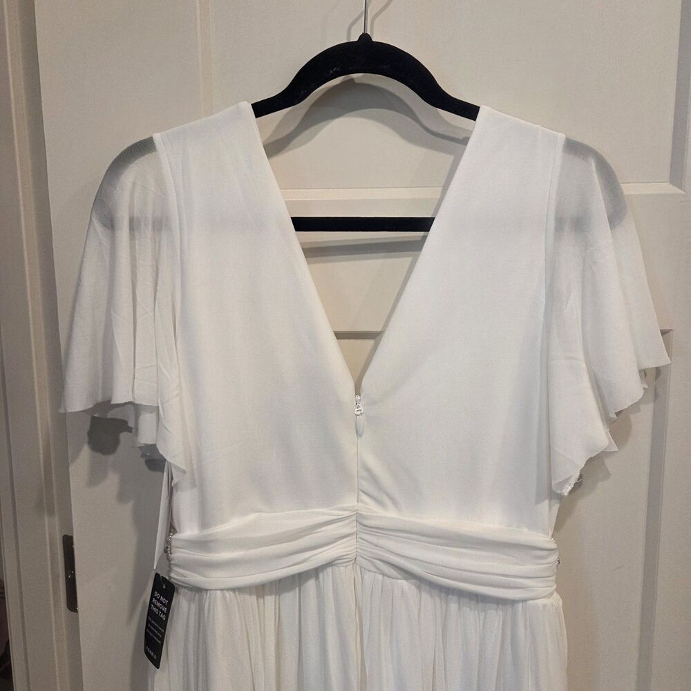 Torrid Ever After Bridal Maxi Mesh Empire Waist Gown, Cloud Dancer White, NWT 10 - Picture 7 of 11